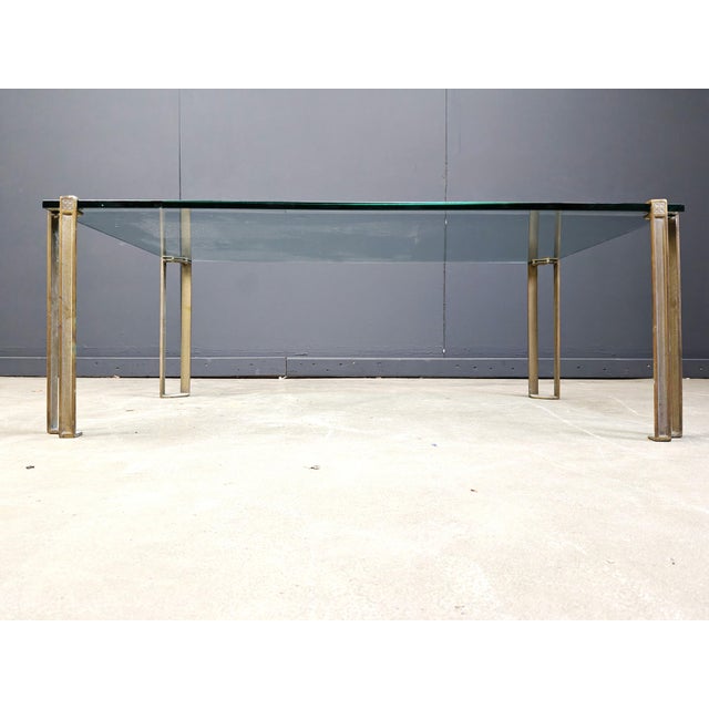 Hollywood Regency Pioneer Glass and Cast Brass T24 Rectangular Coffee Table from Peter Ghyczy, 1970s For Sale - Image 3 of 12