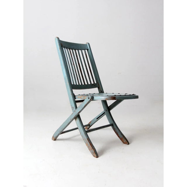 Antique Painted Wood Folding Chair For Sale - Image 10 of 12