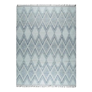 8x11 Ivory Hand-Knotted Wool Diamond Trellis Geometric Modern Carpet Rug For Sale