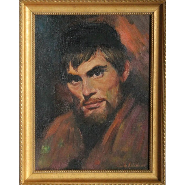 1970s Sandu Liberman, Portrait of a Young Man, Oil on Canvas For Sale - Image 5 of 5