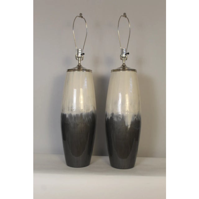 Mid 20th Century Reverse Painted Lamps - a Pair For Sale - Image 9 of 11