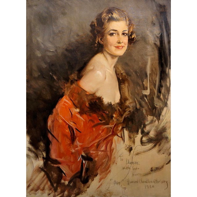 American Howard Chandler Christy-1930 Portrait of an American Model -Oil Painting For Sale - Image 3 of 11