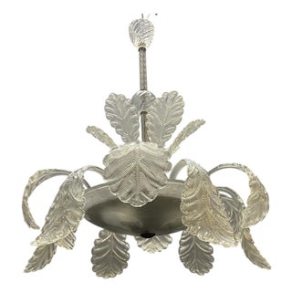 Large Murano Glass Leaf Chandelier attributed to Barovier & Toso, Italy, 1950s For Sale