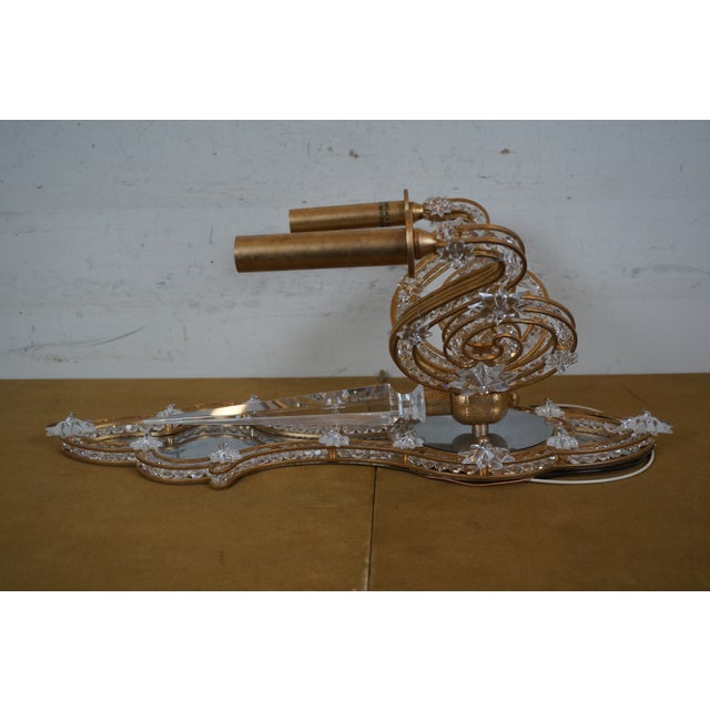 Metal Vintge Schonbek Scheherezade Gold Crystal Mirrored Wall Sconce #9620 For Sale - Image 7 of 12