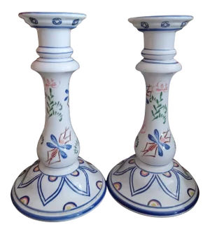 Tiffany & Co Porcelain Dragonfly Hand Painted Candle Stick Holders- a Pair