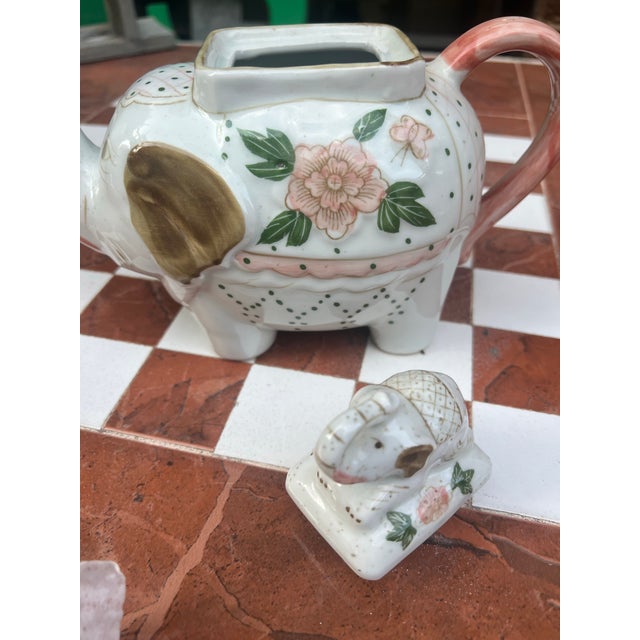 Vintage Painted Elephant Tea Pot For Sale - Image 4 of 6