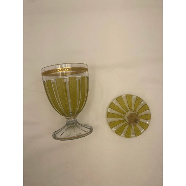 1920s Heisey Textured Yellow Ribbed Candy Jar For Sale - Image 4 of 5
