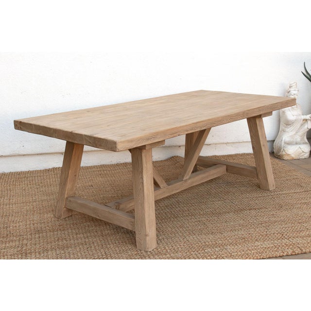 Wood The Chablis, Thick Top Tavern Trestle Table For Sale - Image 7 of 10