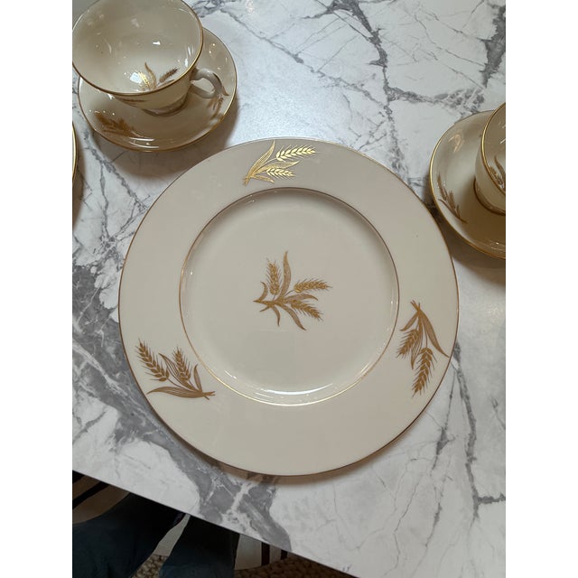 Mid 20th Century Lenox 24k Gold Harvest Wheat China - Set of Forty-Eight For Sale - Image 9 of 12