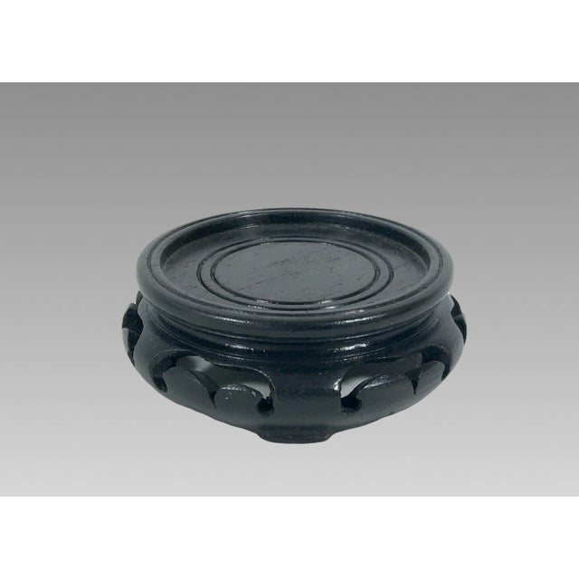 Small Vintage Chinese Rosewood Circular Display Stand or Pedestal 1.8" For Sale - Image 4 of 5