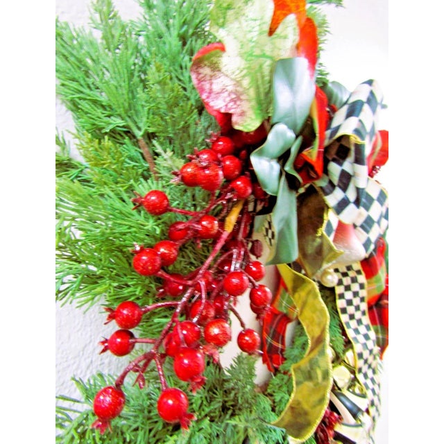 Textile MacKenzie-Childs Deck the Halls 24" Round Christmas Wreath For Sale - Image 7 of 11