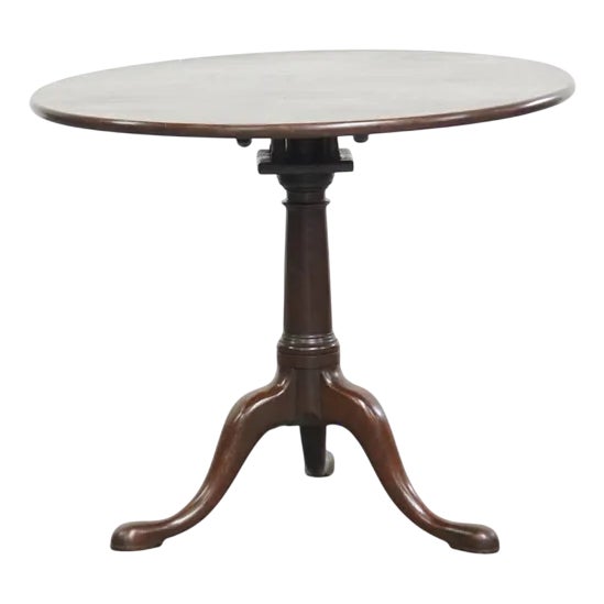 Antique 18th Century English Swivel Barrel Leg Bird Cage Tilt Top Table For Sale