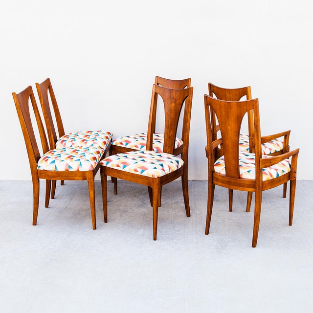 Vintage Brasilia Mid Century Modern Walnut Dining Chairs by Broyhill For Sale - Image 9 of 13