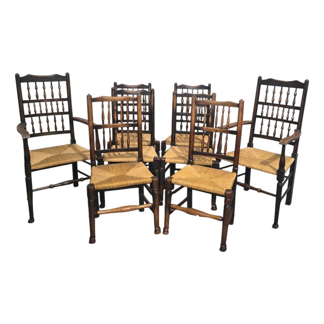 Harlequin Kitchen Dining Chairs, 1880, Set of 8 For Sale
