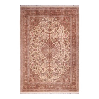 Herritage Kashan Pak-Persian Ivory/Brown Wool Rug - 9'2'' X 12'1'' For Sale