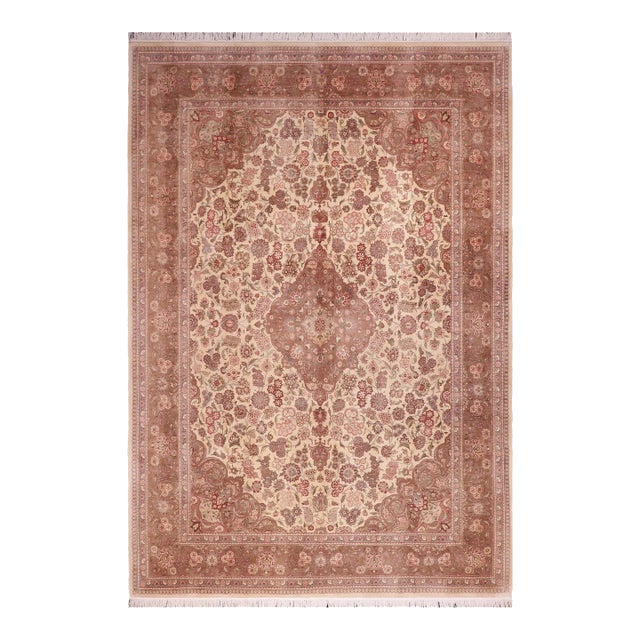 Herritage Kashan Pak-Persian Ivory/Brown Wool Rug - 9'2'' X 12'1'' For Sale