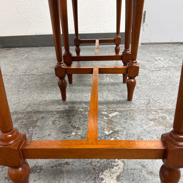 Estudio Taller Corongo Tooled Leather Top Side Tables, Vintage For Sale - Image 9 of 12