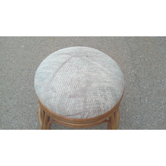1970s Vintage Rattan Round Stool For Sale - Image 5 of 6