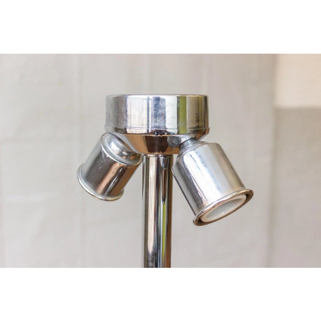 1970s Pair of French Stacked Wood and Chrome Table Lamps For Sale - Image 5 of 12