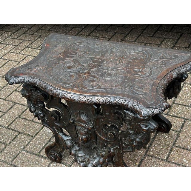 Victorian Italian Carved Walnut Low Lamp Table For Sale - Image 10 of 14