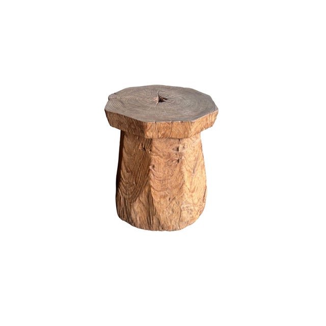 Wood 1970s Aged Javanese Teak Wood Side Table – Sculptural Organic Pedestal For Sale - Image 7 of 9