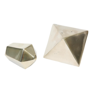 Vintage Two Brass and Nickel Sculptural Objects or Paperweights 60's