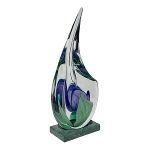 Signed Studio Art Glass Crimp Tulip Teardrop Sculpture