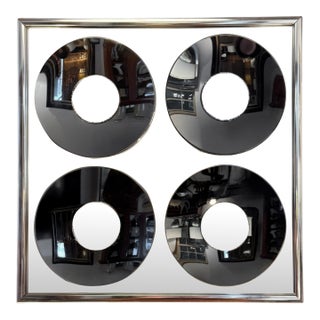 1970s Hal Bienenfeld "Mirror Graphics" Chrome Op Art Mirror Sculpture For Sale