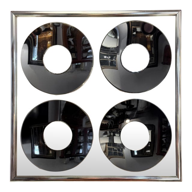 1970s Hal Bienenfeld "Mirror Graphics" Chrome Op Art Mirror Sculpture For Sale