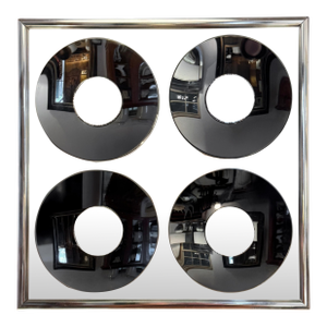 1970s Hal Bienenfeld "Mirror Graphics" Chrome Op Art Mirror Sculpture