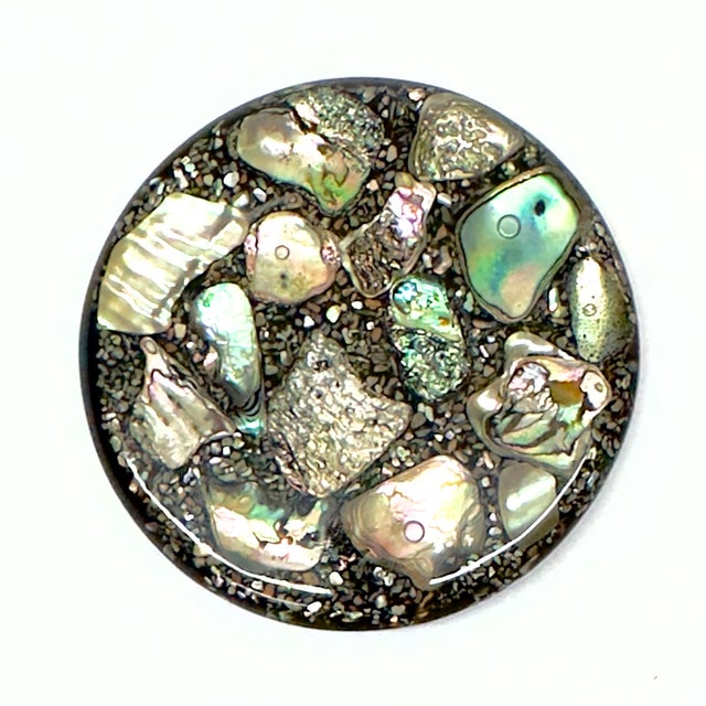 Mid-Century Resin & Abalone Trivet Curation - Group of 3 For Sale - Image 10 of 17