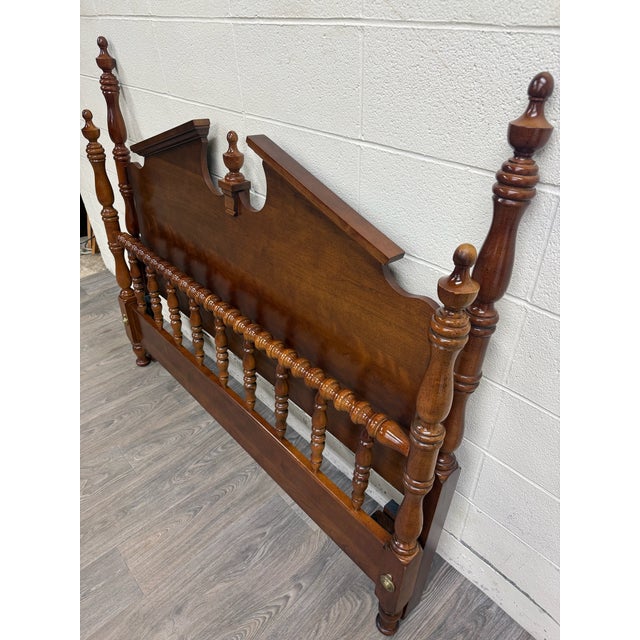 Vintage Convertible Queen or Full Size Colonial Style Four Poster Pediment Bed For Sale - Image 9 of 10