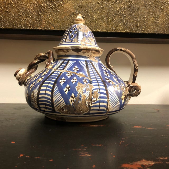 Vintage Italian Hand Painted Ceramic Water Ewer For Sale - Image 12 of 13