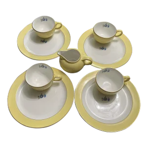 1950s Hall China Buttercup No. 1 Dec. 80 Blue Tea Set- 9 Pieces