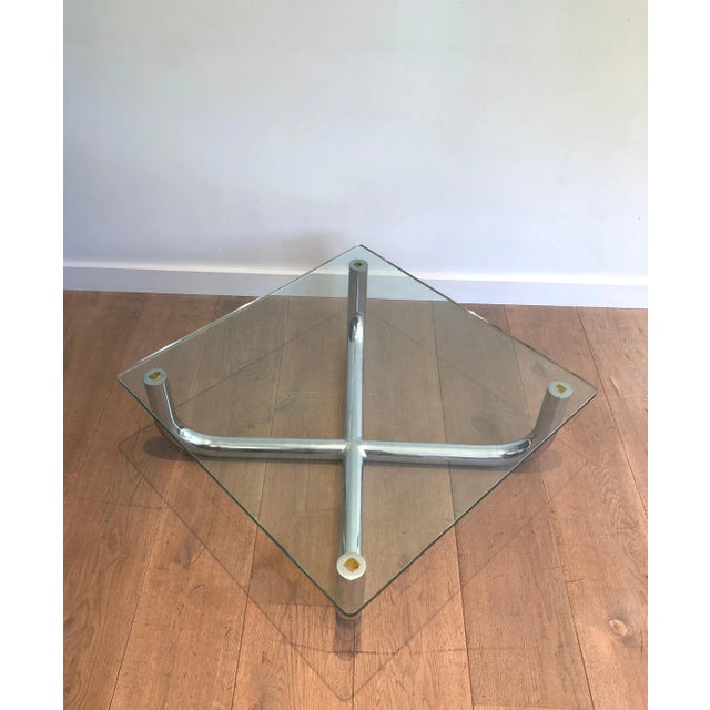 Mid-Century Modern 1970s French Chromed Glass Shelf Coffee Table For Sale - Image 3 of 13
