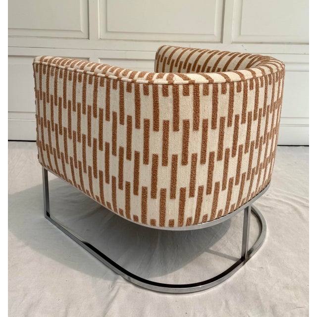 Mid-Century Modern Chrome Barrel Club Chair Newly Reupholstered For Sale - Image 10 of 12
