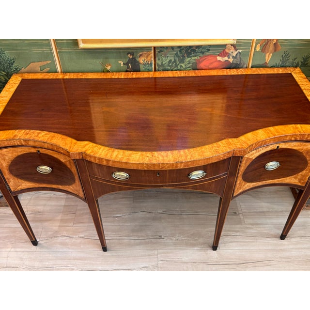 Early 19th C. English Hepplewhite Mahogany and Satinwood Sideboard For Sale - Image 10 of 15