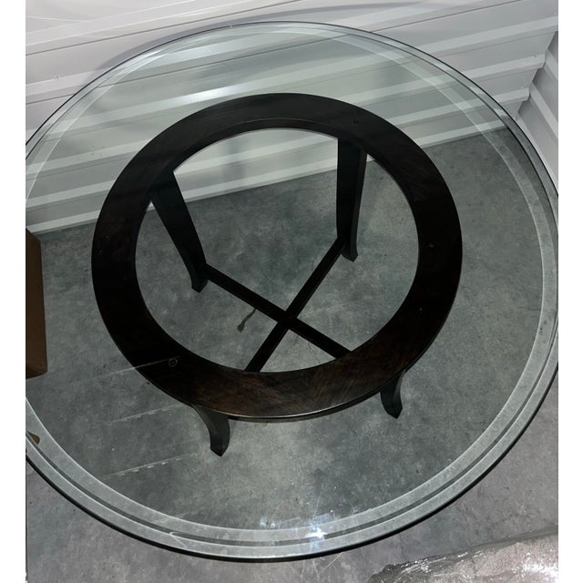 Wood Crate & Barrel 48” Halo Glass Dining Table For Sale - Image 7 of 7