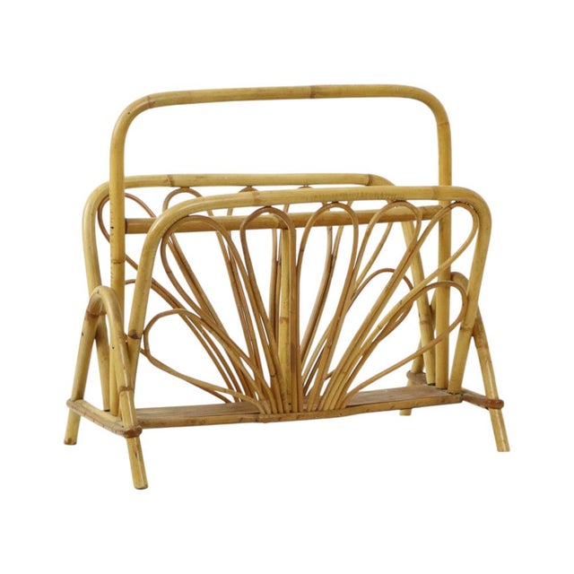 Boho French Rattan Magazine Rack, 1960s For Sale - Image 12 of 17