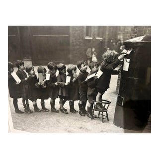 Vintage 1926 Black & White Photo “Children Posting Letters” Red Lion Street School London, Trowbridge Framed For Sale