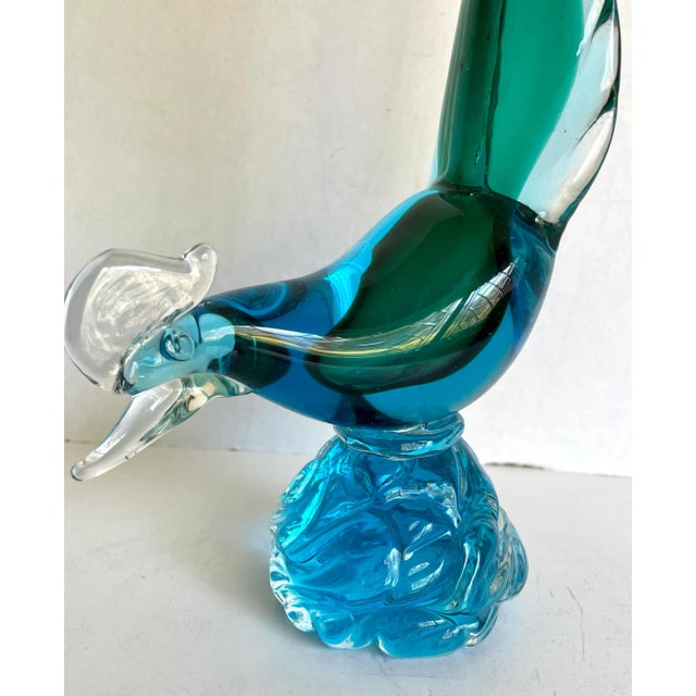 Mid-Century Modern Mid-Century Murano Style Glass Pheasant Sculpture For Sale - Image 3 of 9