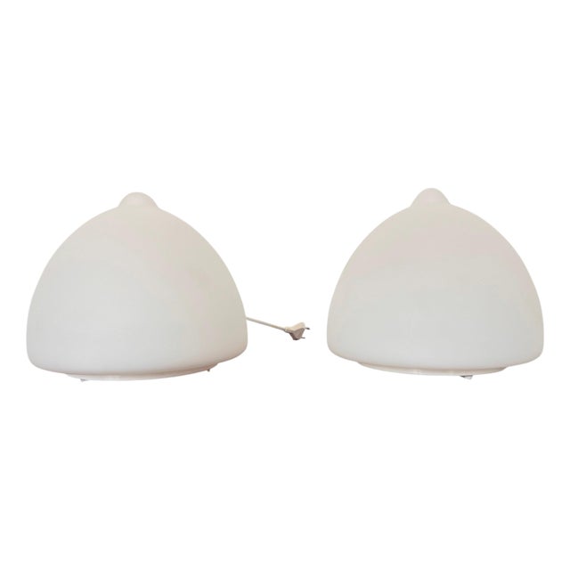 Czech Opaline Glass Sculptural Table Lamps, 1970s, Set of 2 For Sale