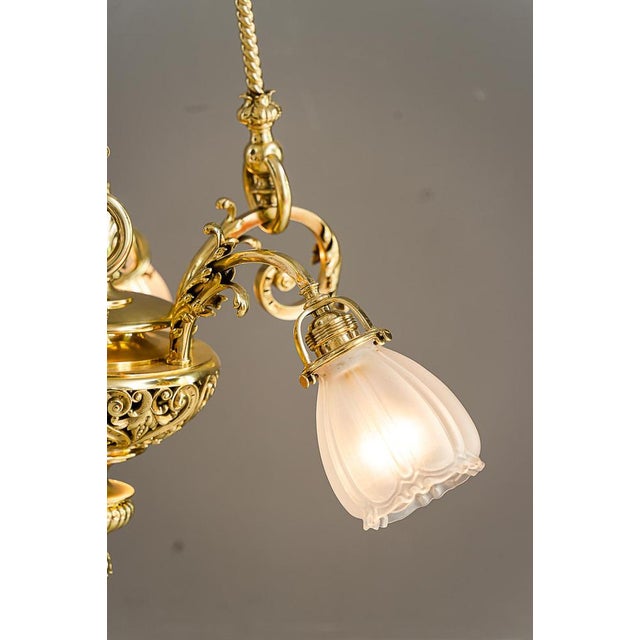 Antique Chandelier with Original Glass Shades, Vienna, Austria, 1890s For Sale - Image 18 of 18