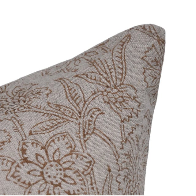 Hand Block Printed Pure Linen Designer Pillow Cover 14x14 Inch- Jarul For Sale - Image 4 of 5