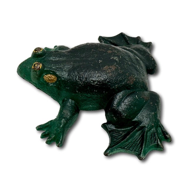 Green Unusual Vintage 1930s American Cast Iron Frog Doorstop Doorstop by Wilton Products in Pennsylvania For Sale - Image 8 of 18