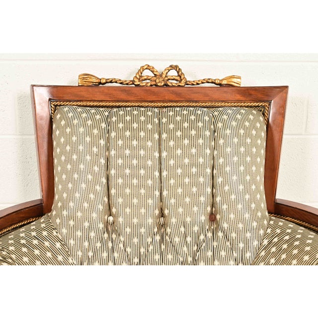 1960s Grosfeld House French Regency Louis XVI Carved Walnut Bergere Armchairs, Pair For Sale - Image 5 of 10