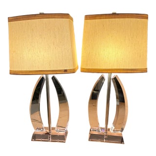 1970s Mid Century Modern Herb Ritts Astrolite Lucite Lamps - a Pair For Sale