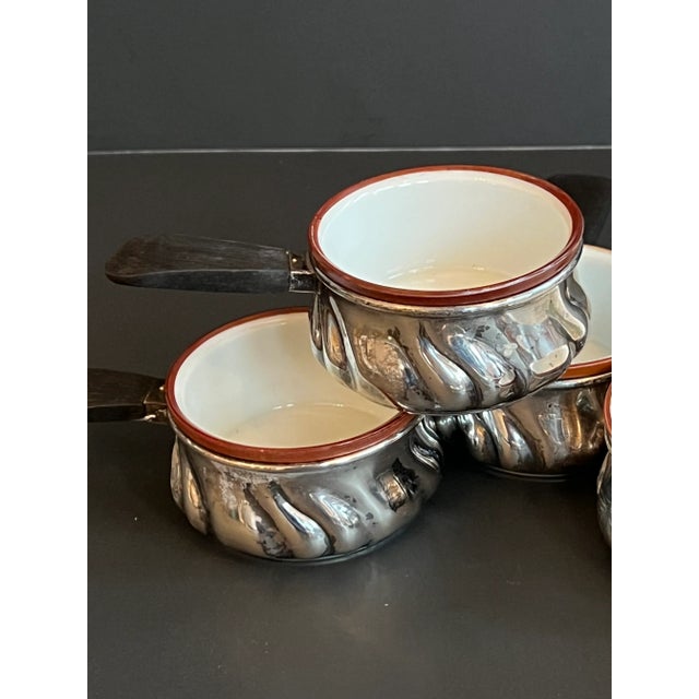 1960s 1960s Vintage Schnaufer Dresden and Rosenthal Inserts 800 Silver German Ramekin Dishes- Set of 6 For Sale - Image 5 of 13