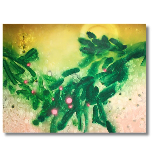 Green "Morning Shush" Original Contemporary Abstract Painting by Mel Rea For Sale - Image 8 of 10