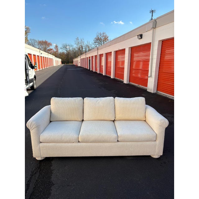 Transitional 1980s Mason-Art Cream Upholstered Sofa For Sale - Image 3 of 11